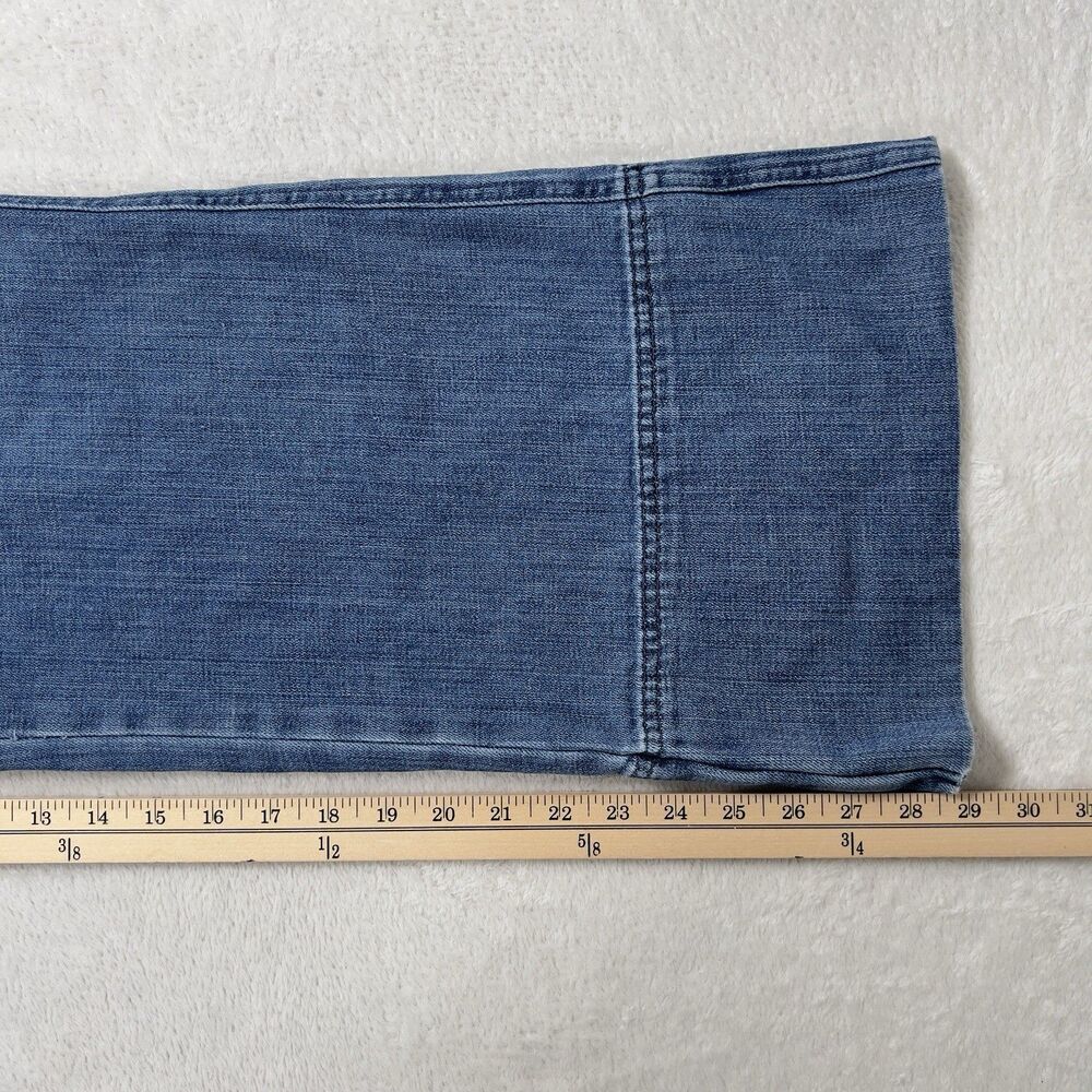 Aerie Denim Kick Flare Overalls Wide Leg Jumpsuit Womens Sz L Blue Button Front - Picture 14 of 16